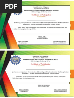 Dumingag Technological Training School: Certificate of Participation