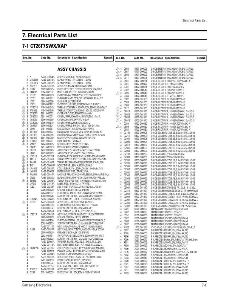 Electrical Part List | PDF