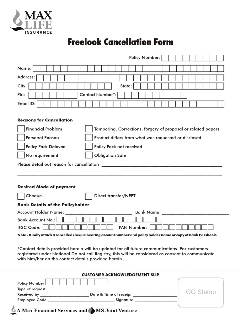 Cancellation Form | PDF | Insurance Policy | Insurance