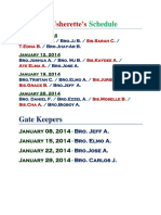 Usher & Usherette Schedule for January 2014