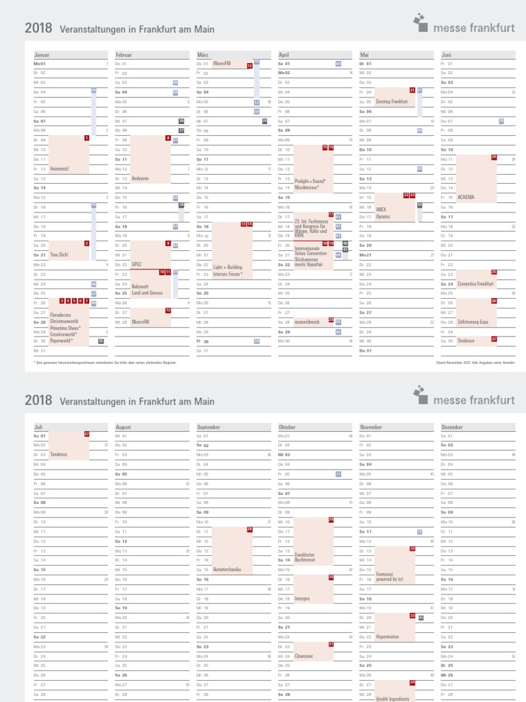 2018 Frankfurt Messe Kalender  PDF