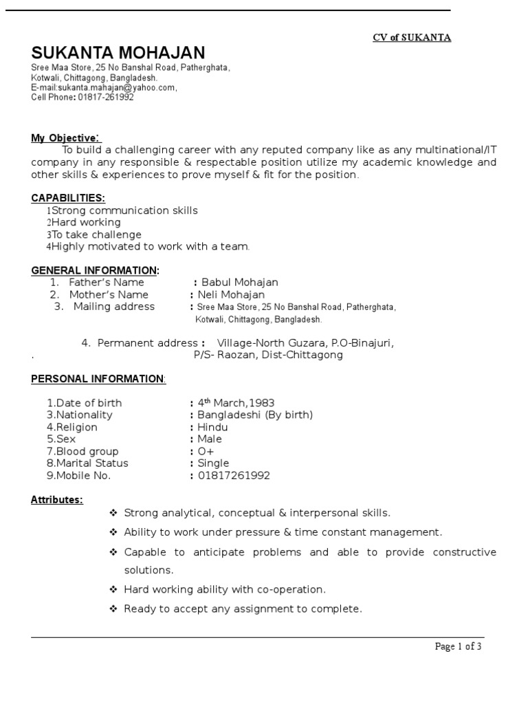CV New Formate1 PDF Communication Business