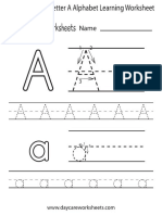 Letter A Alphabet Learning Worksheet PDF