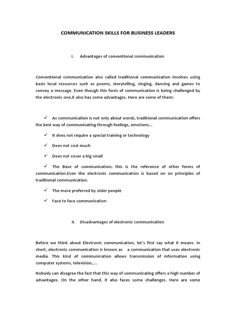 Communication Skills For Business Leaders | PDF