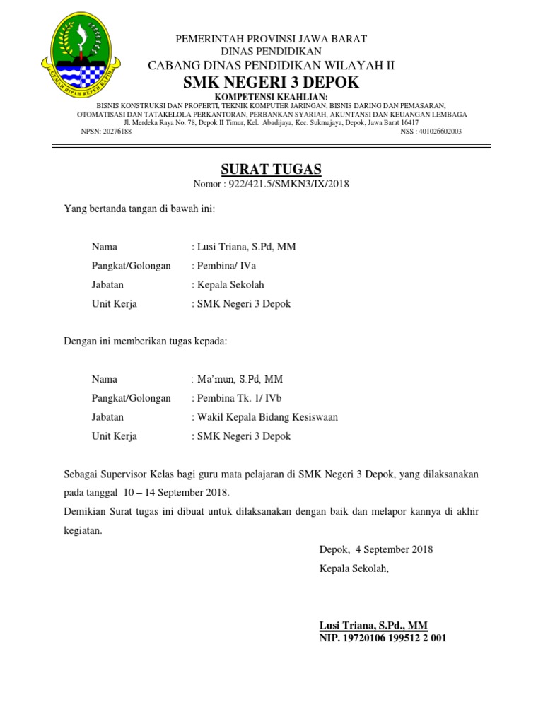 9+ Contoh Surat Tugas Guru Pamong Ppl Terlengkap | Buat Contoh Surat Resmi