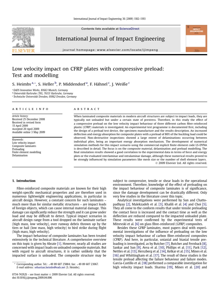 International Journal of Impact Engineering: S. Heimbs, S. Heller, P ...
