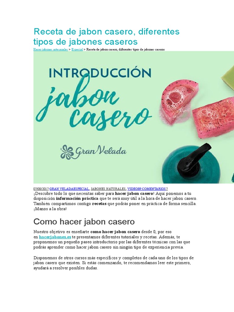 Receta de Jabon Casero | PDF | Jabón | Aceite de oliva