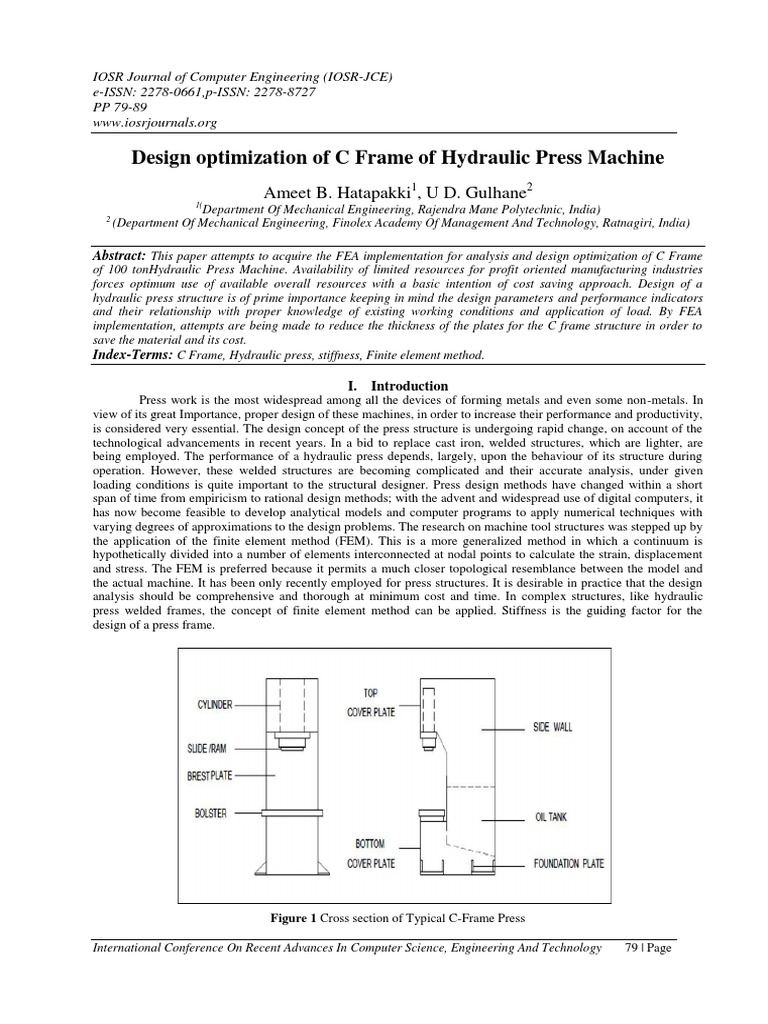 C Frame Hydraulic Press Design Optimization | PDF | Dependent And ...