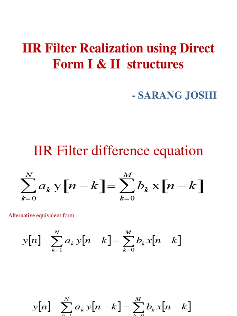 IIR Filter Realization Using Direct Form I PDF
