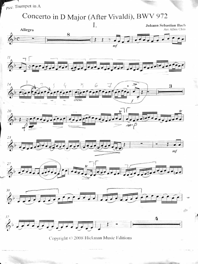 VivaldiBach Trumpet Concerto D, Bwv972 PDF