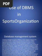 Use of Dbms in Sportsorganization