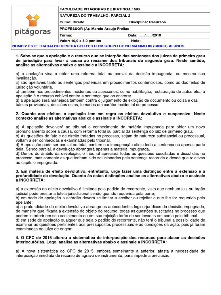 Apelação e Efeitos no CPC de 2015 | PDF | Procedimento jurídico | Justiça