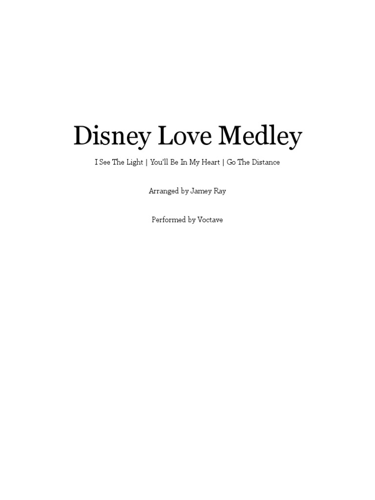 Disney Love Medley Cover Page Pdf