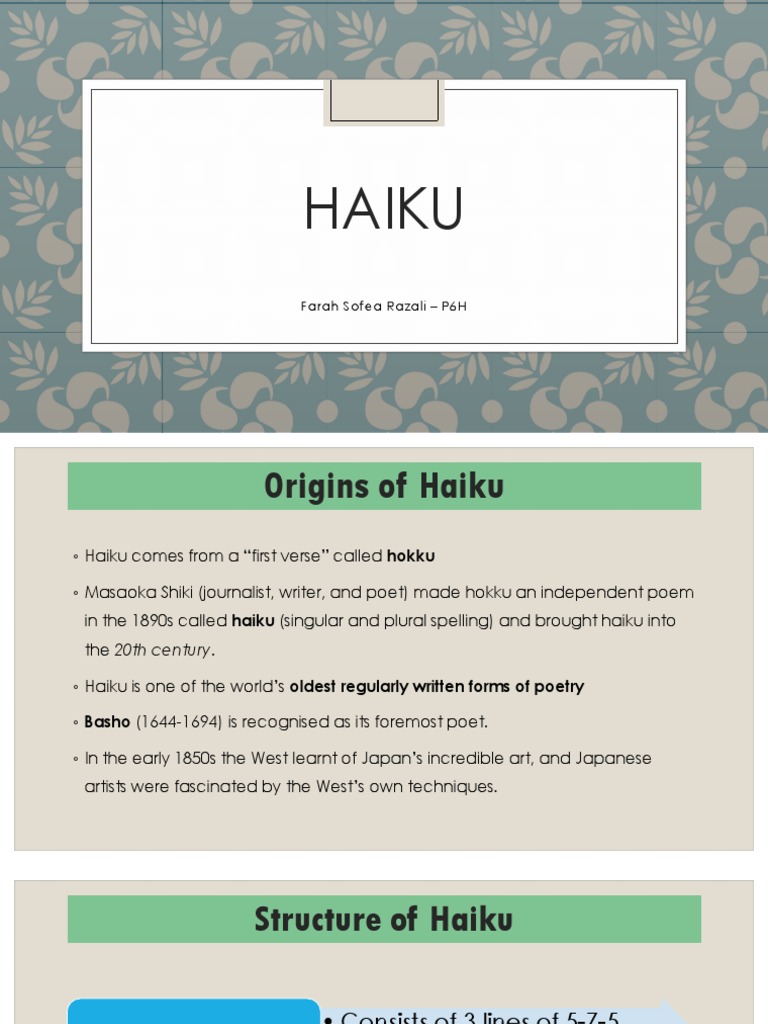 Origins and Structure of Haiku Poetry | PDF | General Fiction