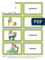 Health Problems Esl Vocabulary Game Cards for Kids