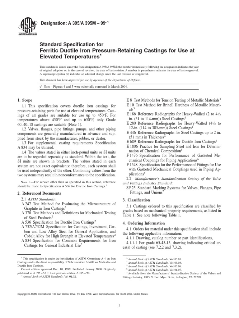 A 395 - A 395M - 99 QTM5NS9BMZK1TQ | PDF | Pipe (Fluid Conveyance ...