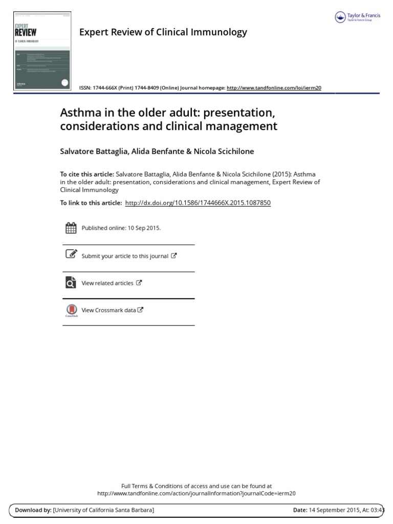 Asthma in The Older Adult: Presentation, Considerations and Clinical ...