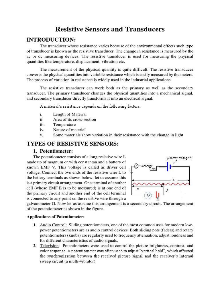 Sensors and Transducers PDF Capacitor Electrical Resistance And Conductance