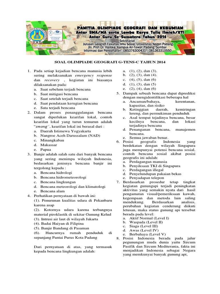 Soal Osn Geografi Guru Paud