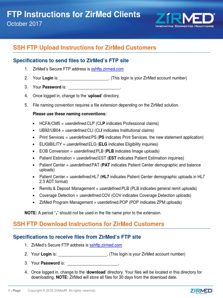 Zirmed FTP Instructions | PDF