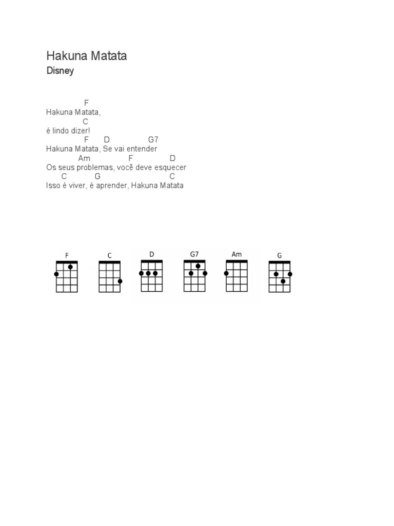 Hakuna Matata Disney Cifra Ukulele | PDF