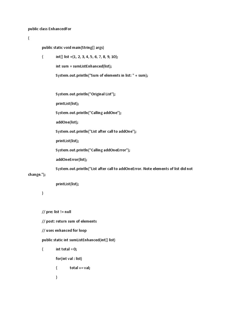 Enhanced For Example in Java | PDF
