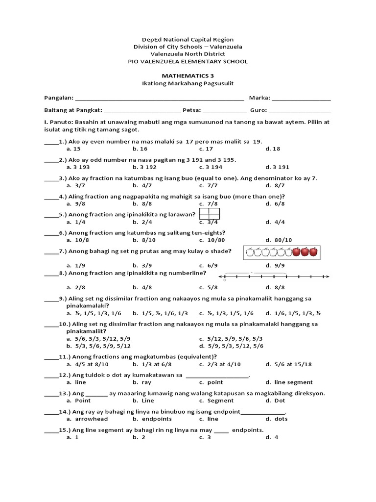 3RD Periodic Test Math 3 | PDF