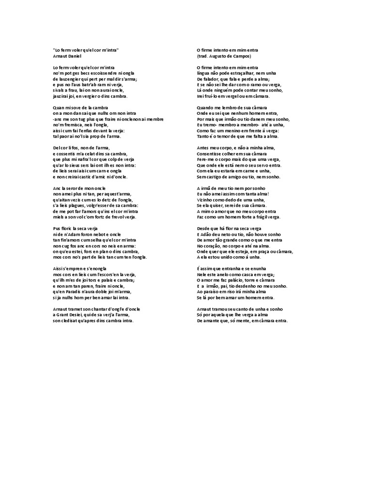 Poema de Arnaut Daniel: Amor e Desejo | PDF | Religião e crença | Natureza, image size:768x1024