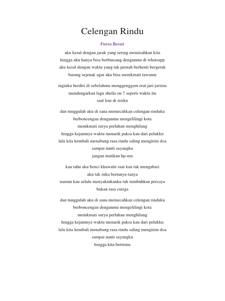 Lirik Lagu Celengan Rindu Pdf