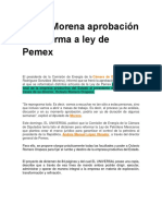 Frena Morena Aprobación de Reforma A Ley de Pemex