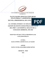 Control Interno y Su Influencia en La Gestión de Instituciones Públicas de Salud Del Perú Caso Hospital Essalud de La Ciudad de Chimbote, Año 2018