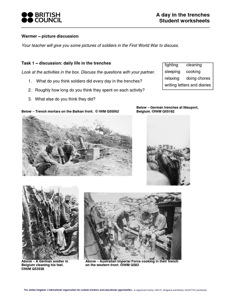 a-day-in-the-trenches-student-worksheet-pdf-trench-warfare-verb