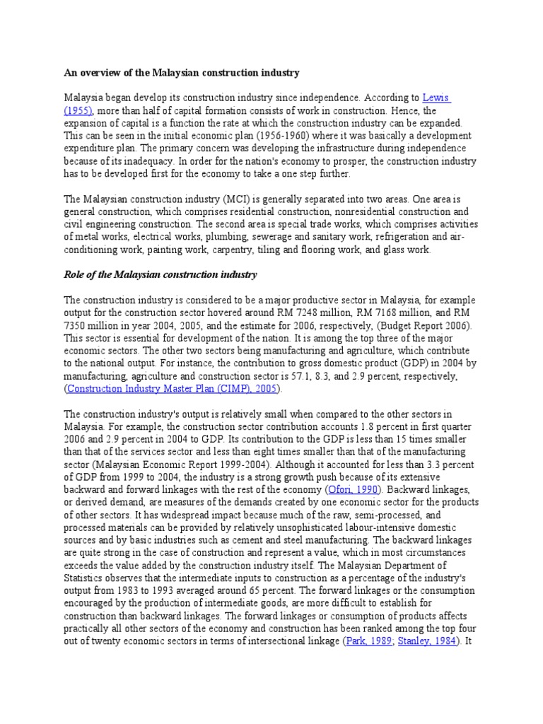 Overview of Malaysia's Construction Industry | PDF | Economic Growth ...