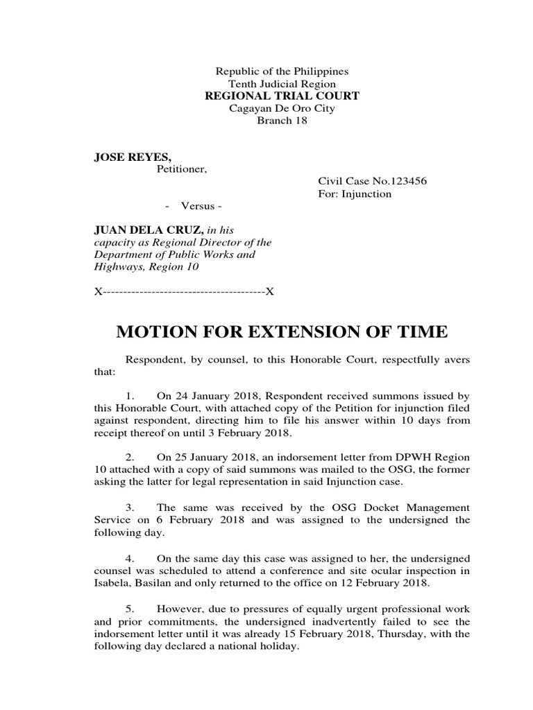 Motion for Extension of Time Request | PDF | Separation Of Powers | Courts