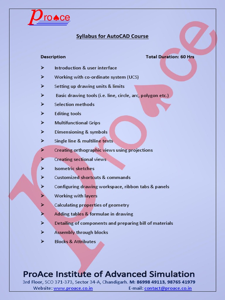 Ce Syllabus For Autocad Course PDF