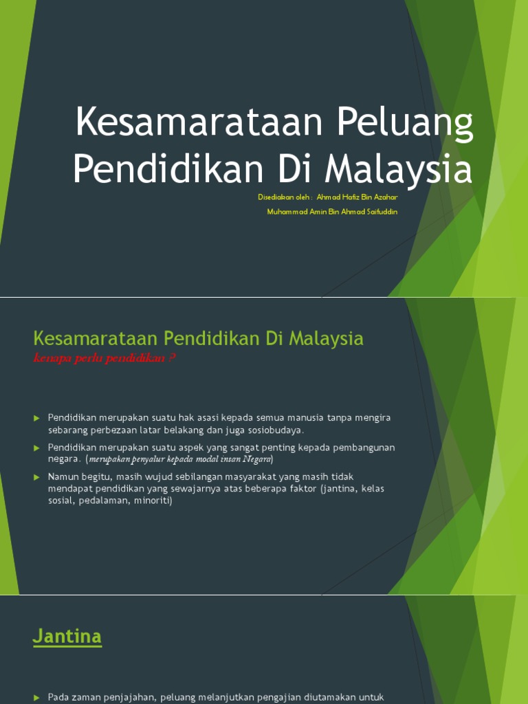 Kesamarataan Peluang Pendidikan Di Malaysia  PDF
