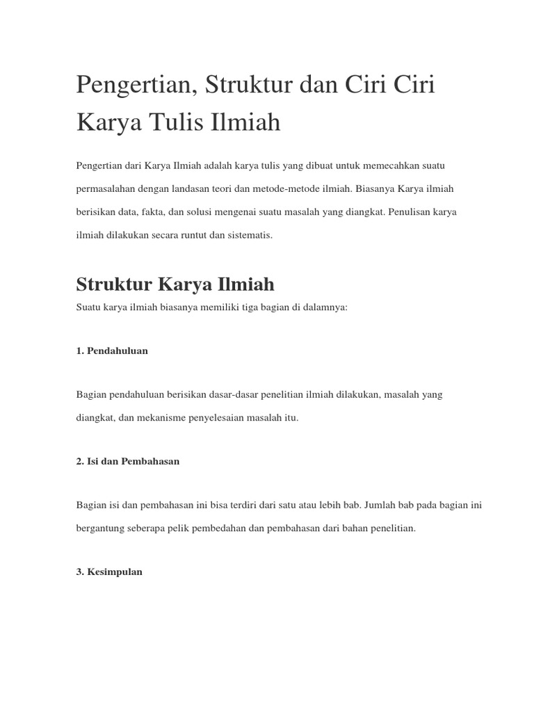 Struktur Penulisan Karya Tulis Ilmiah Berbagi Struktur