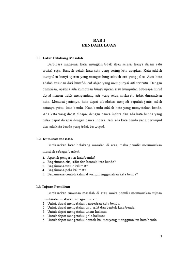 Contoh Kalimat Yang Menggunakan Kata Benda - Barisan Contoh