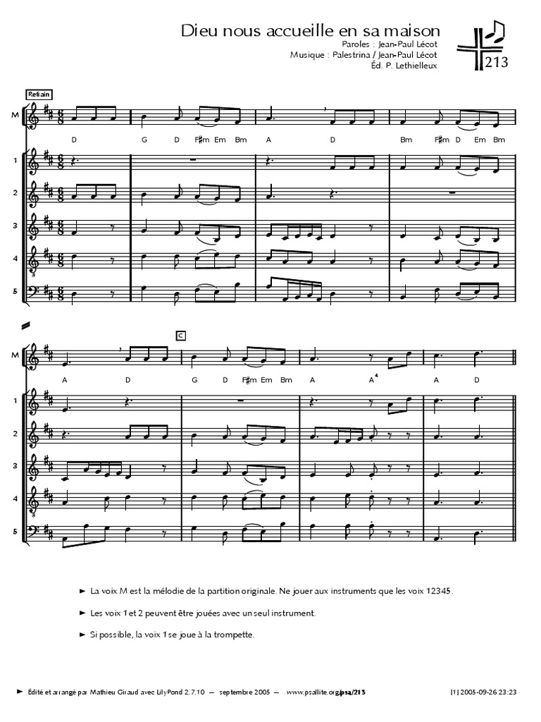 Dieu Nous Accueille En Sa Maison Musique Classique Compositions Musicales