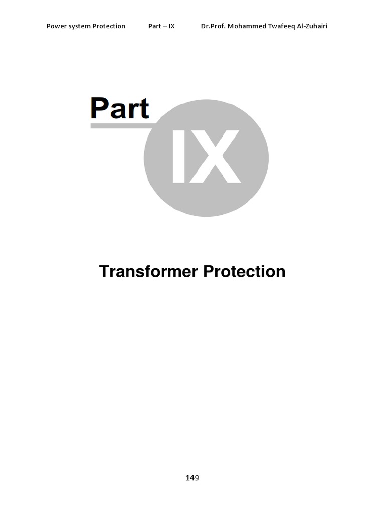 Power System Protection Part 09 PDF Transformer Electric Power