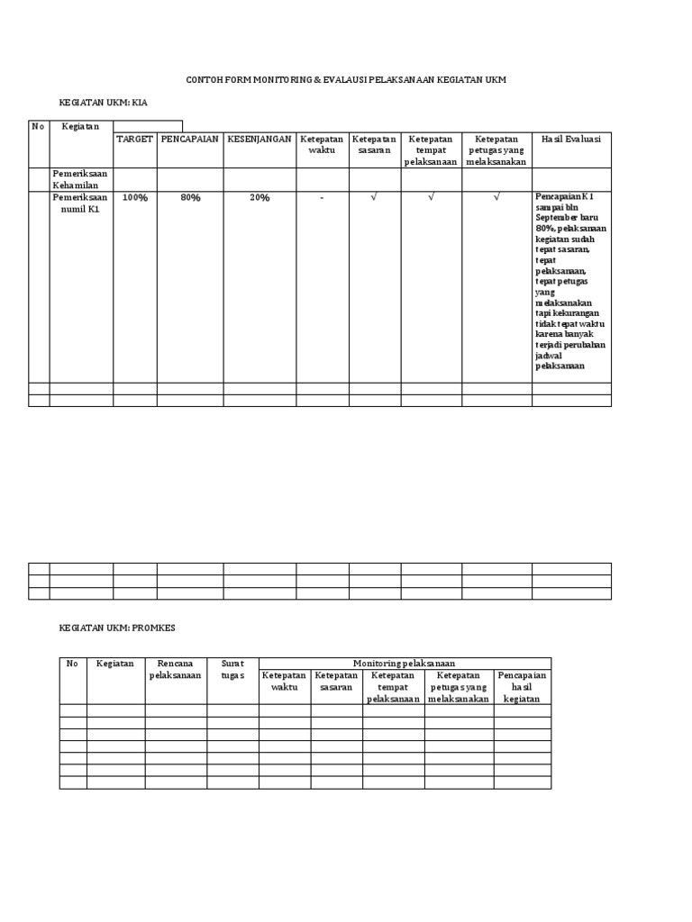 Contoh Form Monitoring UKM Kegiatan | PDF