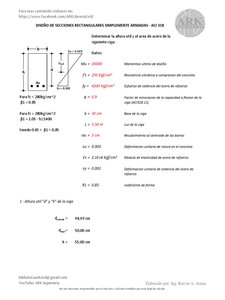 Diseño de Vigas A Flexion Aci-318 | PDF | Ciencia de los materiales ...