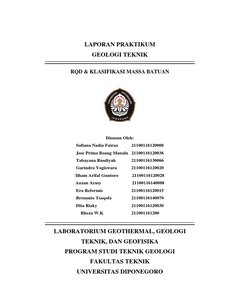 Laporan Praktikum Geologi Teknik: RQD & Klasifikasi Massa Batuan | PDF ...