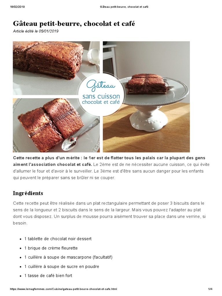Gateau Petit Beurre Chocolat Et Cafe Pdf Biscuit Chocolat