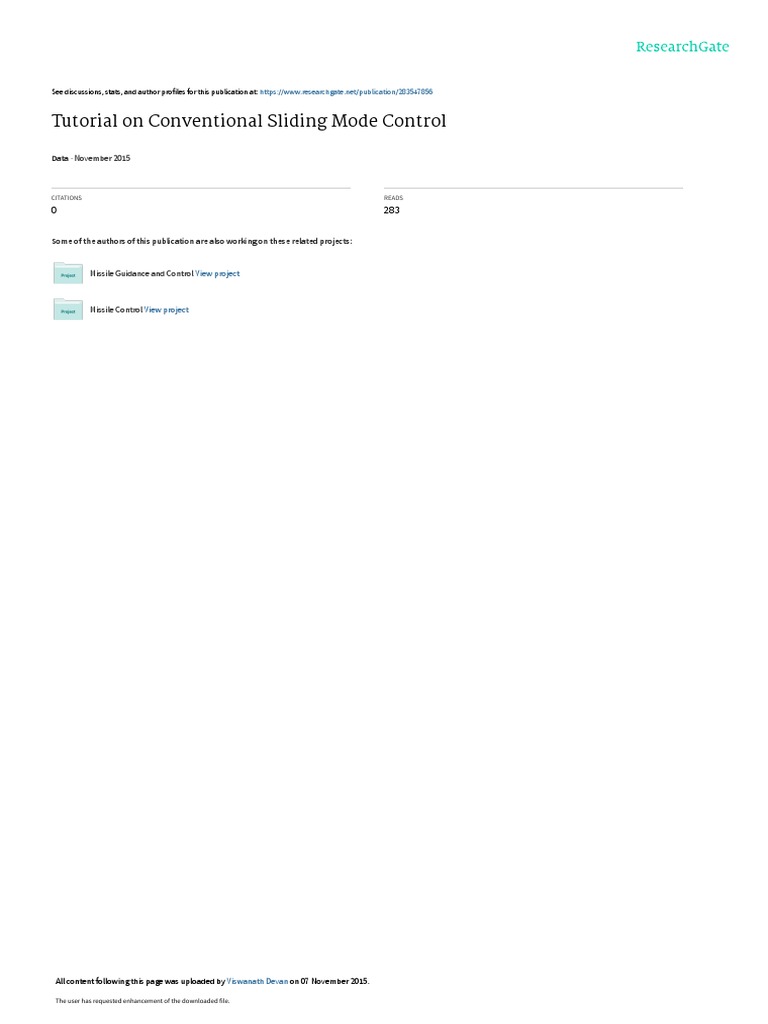 Tutorial On Conventional Sliding Mode Control: November 2015 | PDF ...