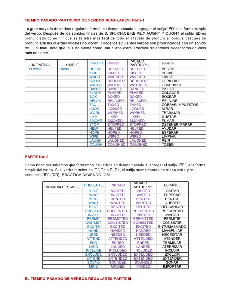Tabla de Verbos Regulares e Irregulares | PDF | Relaciones sintácticas ...