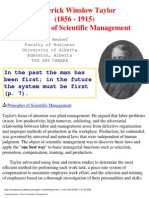 Frederick Winslow Taylor (1856 - 1915) Principles of Scientific Management