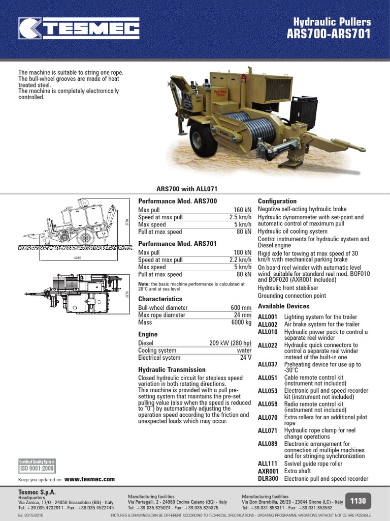 Tesmec Se 1130 Ars700 Ars701 en Rev00 | PDF | Machines | Brake