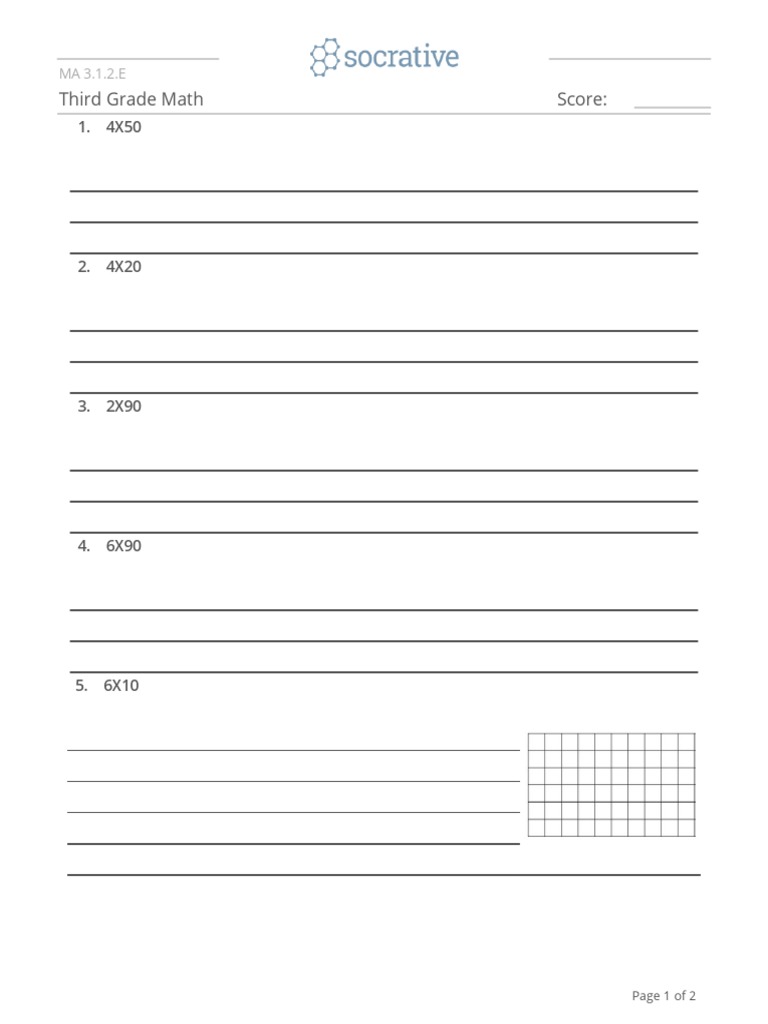 Third Grade Math Problems and Solutions | PDF