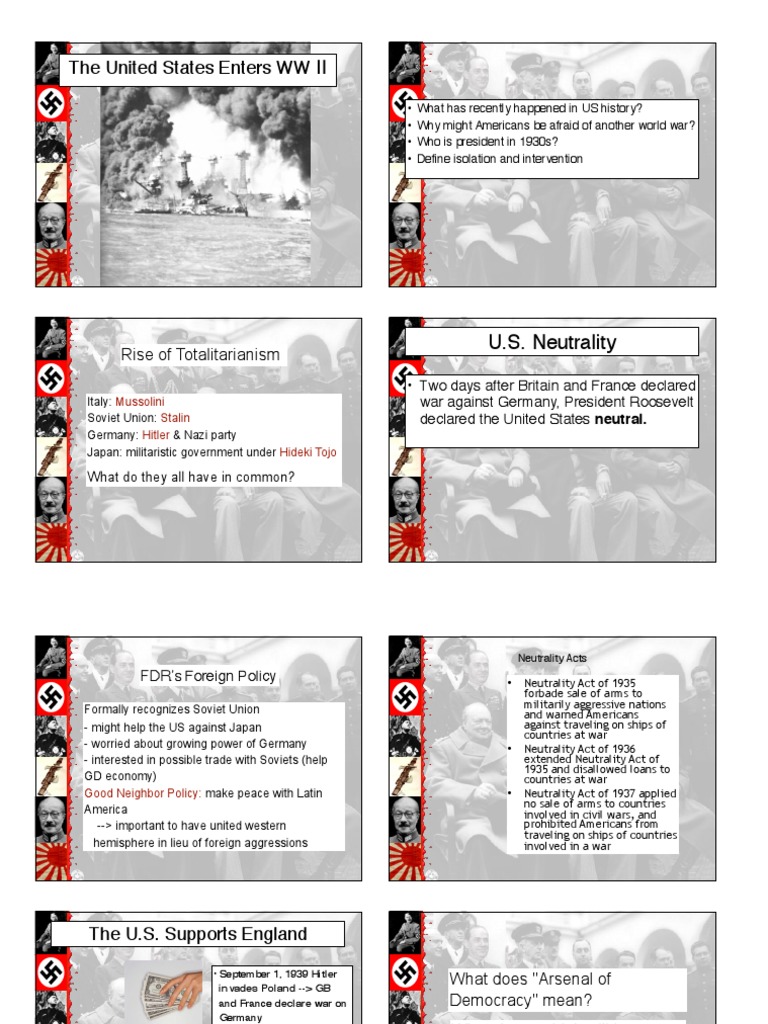 The United States Enters WW II | PDF | Franklin D. Roosevelt | World War II